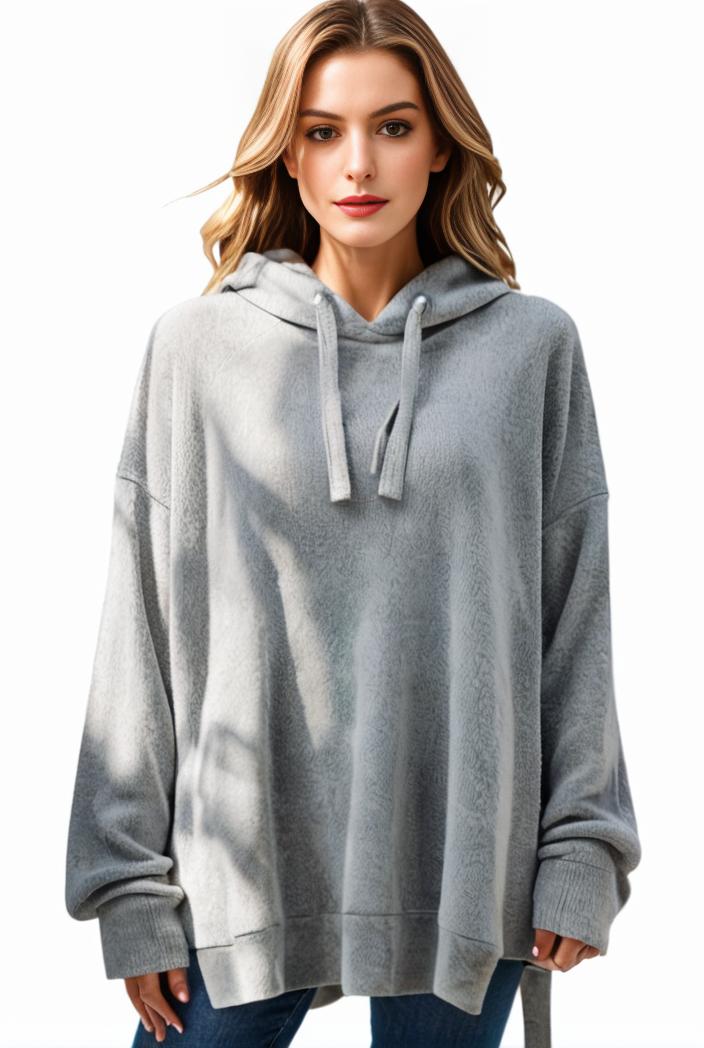 plus size casual hoodie women s plus solid ribbed long sleeve slight stretch hoodie drawstring sweatshirt 142577