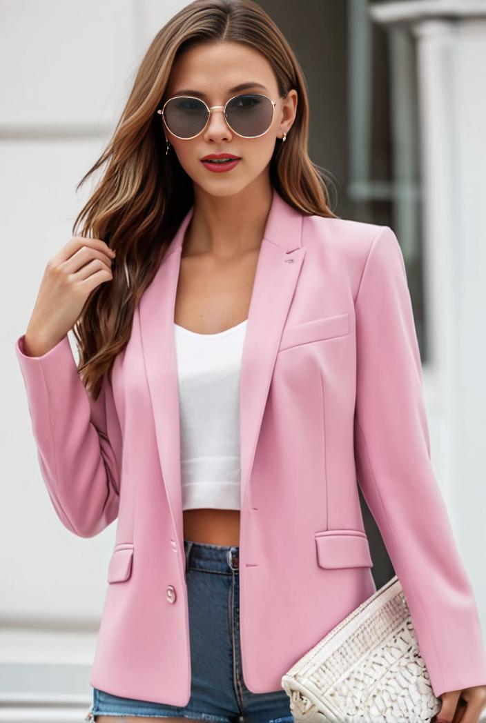 chic open front blazer with stylish pockets for women 138488
