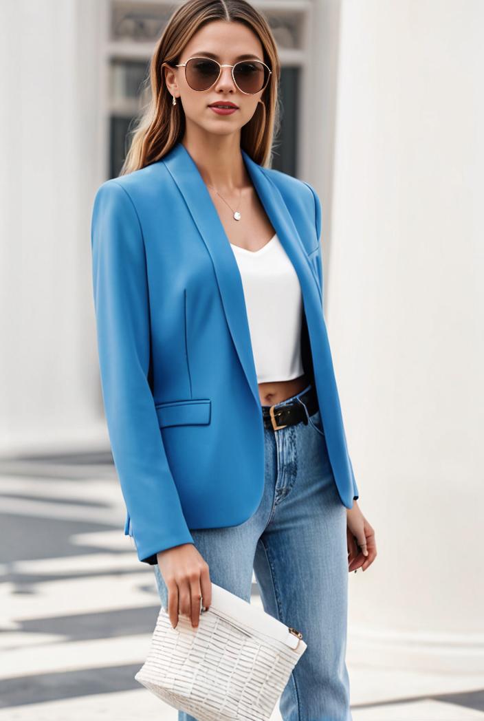 chic open front blazer with stylish pockets for women 138492