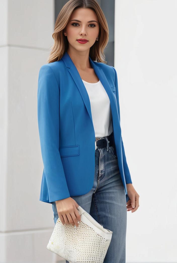 chic open front blazer with stylish pockets for women 138498