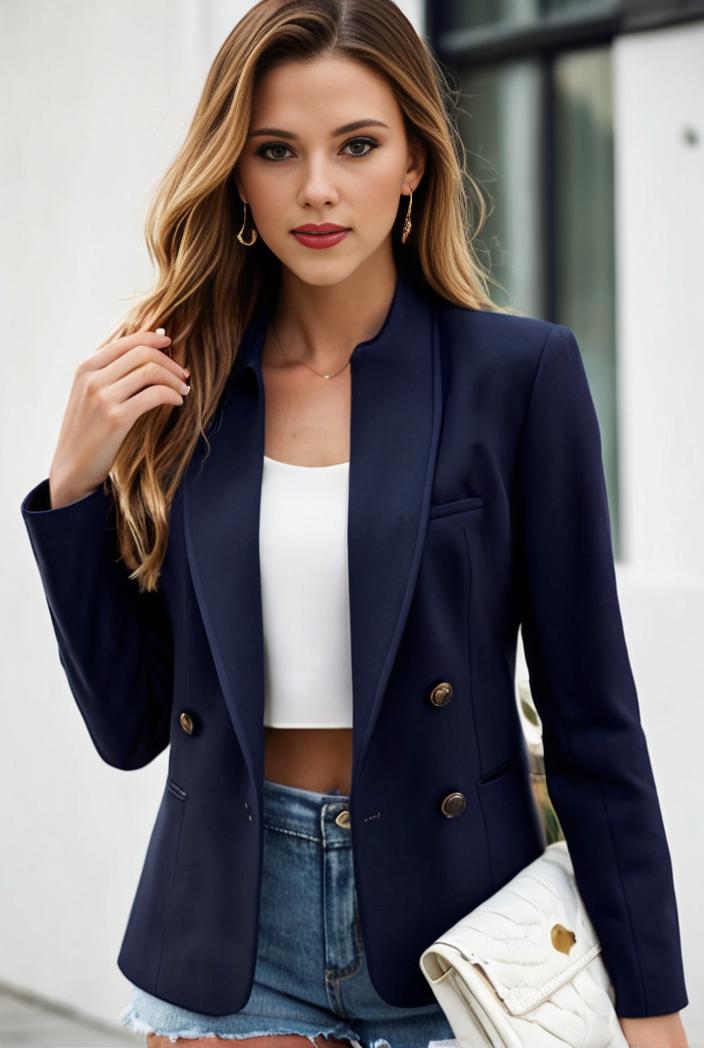 chic open front blazer with stylish pockets for women 138505