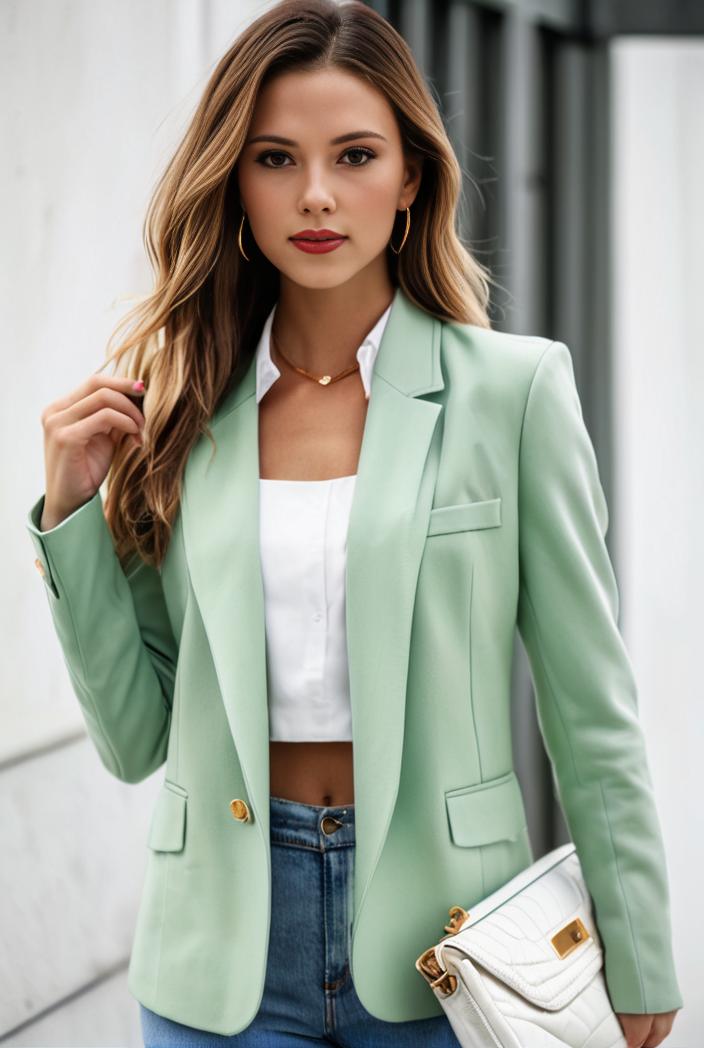 chic open front blazer with stylish pockets for women 138518