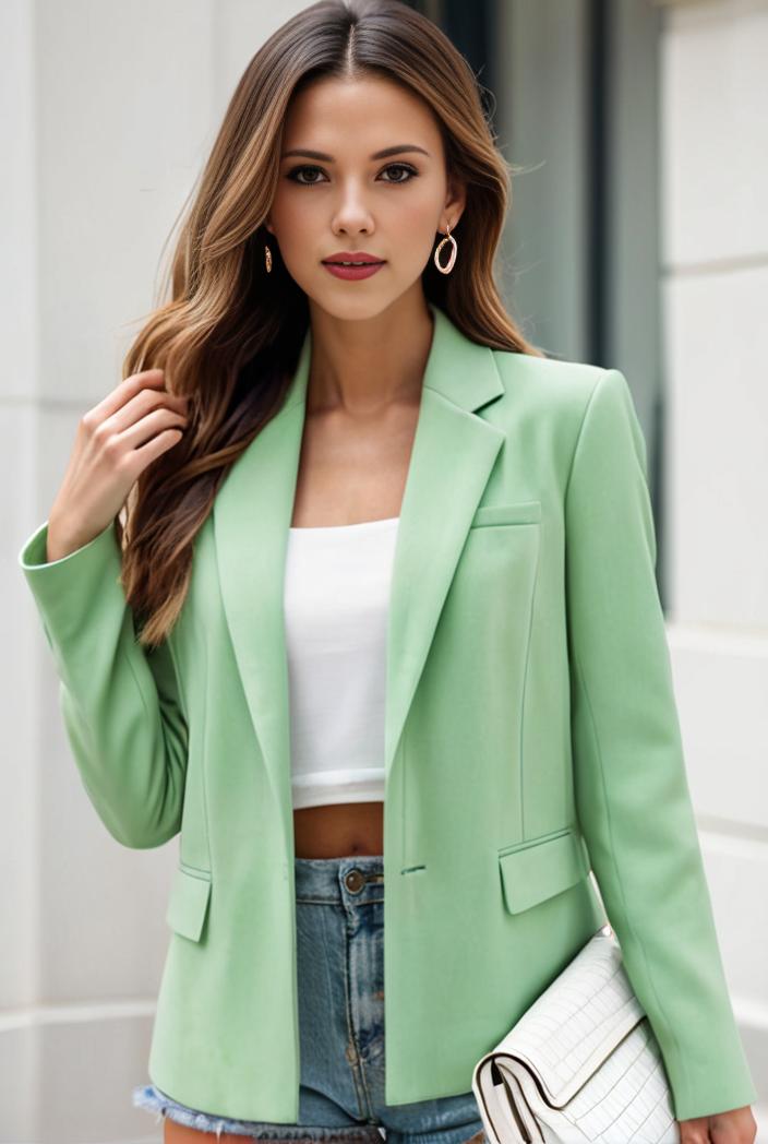chic open front blazer with stylish pockets for women 138522