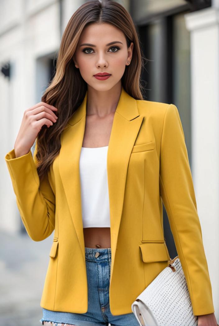 chic open front blazer with stylish pockets for women 138532