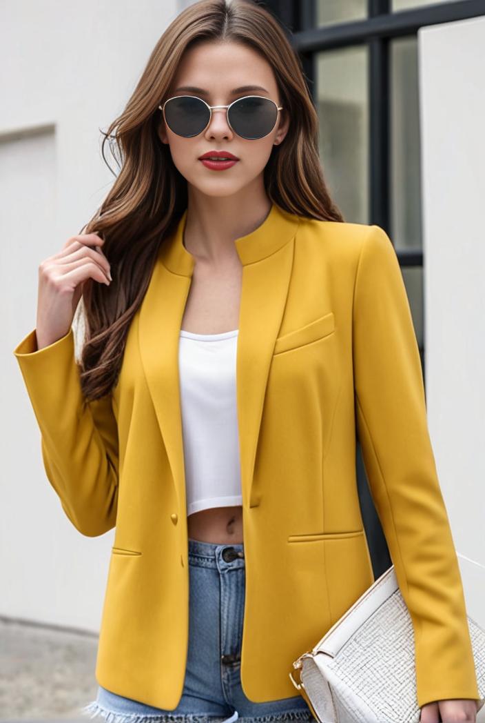 chic open front blazer with stylish pockets for women 138533