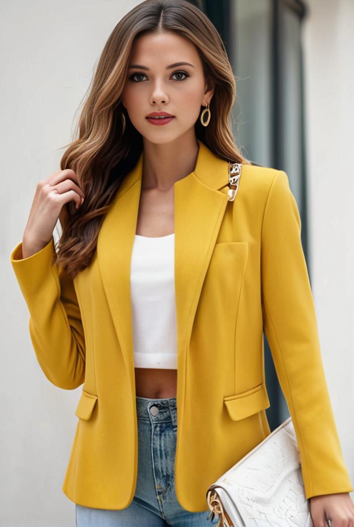chic open front blazer with stylish pockets for women 138538