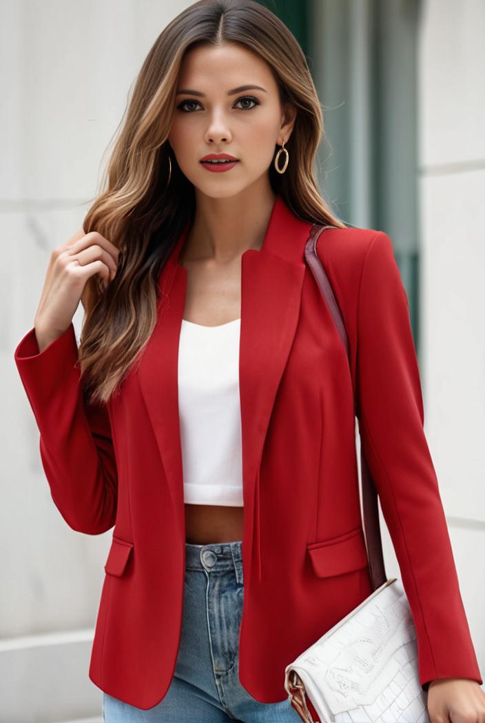 chic open front blazer with stylish pockets for women 138546