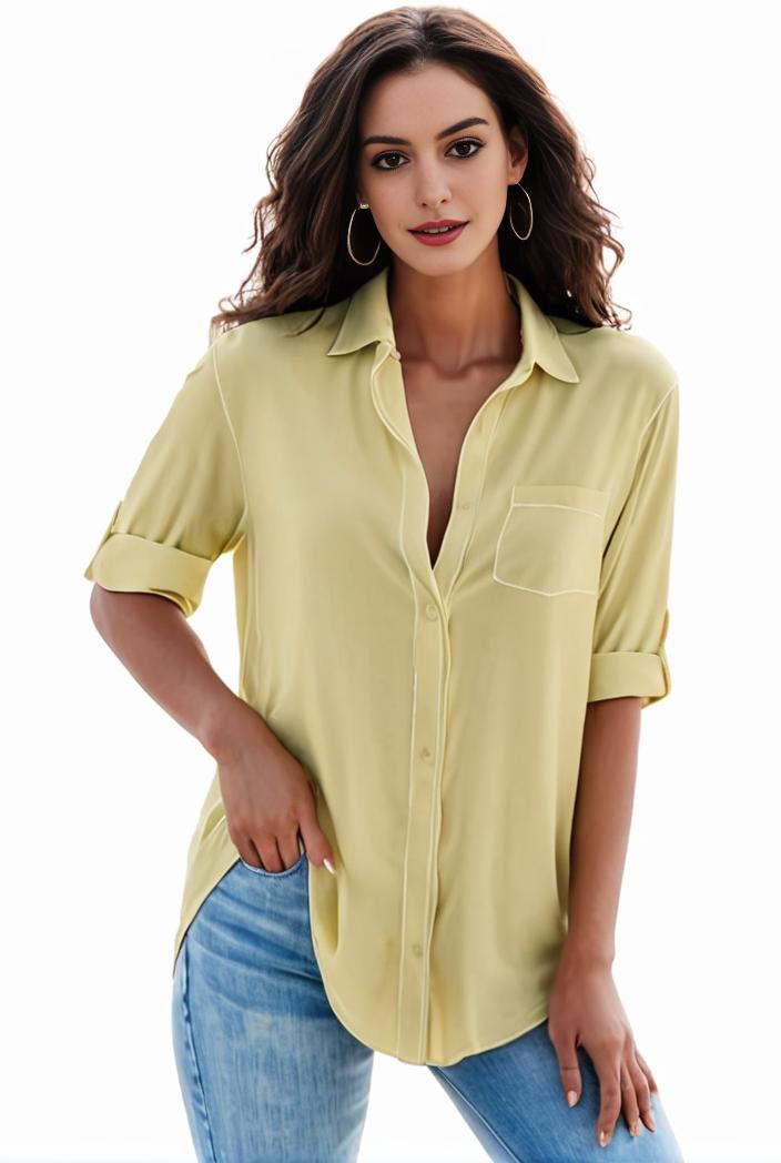 plus size formal shirt women s plus plain long sleeve turn down collar button up workwear shirt 143181