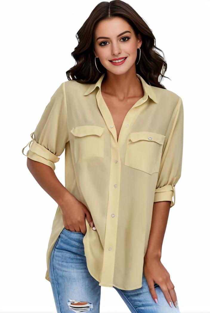 plus size formal shirt women s plus plain long sleeve turn down collar button up workwear shirt 143184
