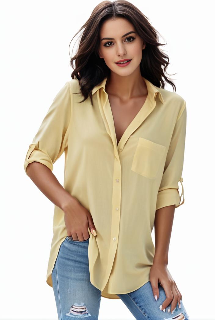 plus size formal shirt women s plus plain long sleeve turn down collar button up workwear shirt 143186