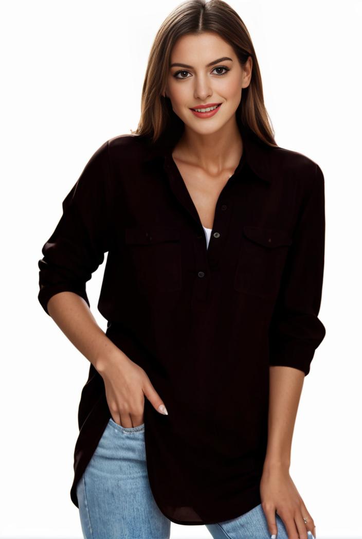 plus size formal shirt women s plus plain long sleeve turn down collar button up workwear shirt 143204