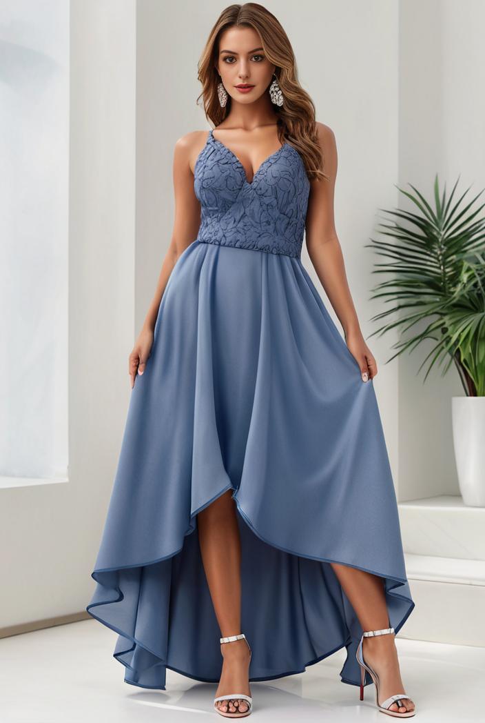 plus size sequin high low deep v neck tulle evening dresses 144503