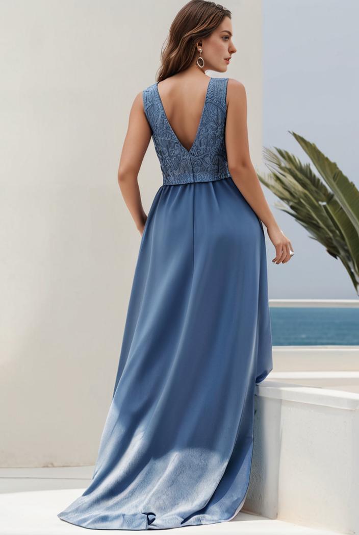 plus size sequin high low deep v neck tulle evening dresses 144515