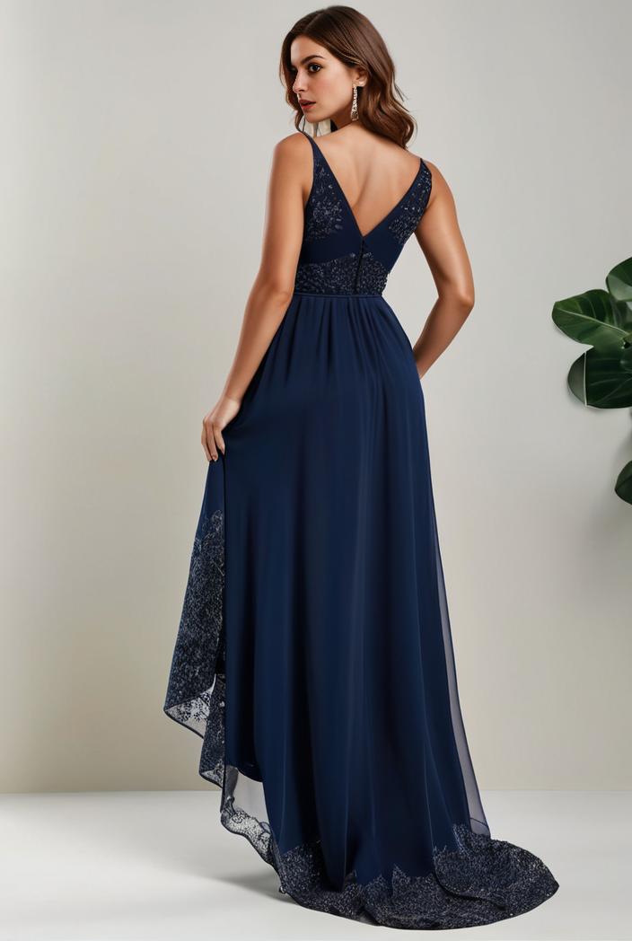 plus size sequin high low deep v neck tulle evening dresses 144533
