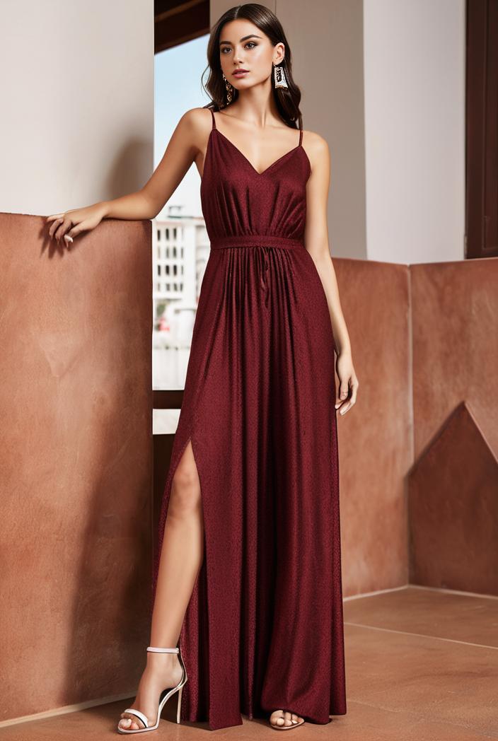 spaghetti strap 2 in 1 sheer evening dress 107362