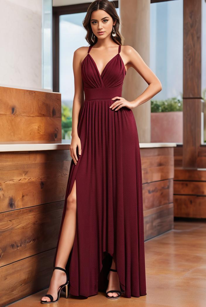 spaghetti strap 2 in 1 sheer evening dress 107382