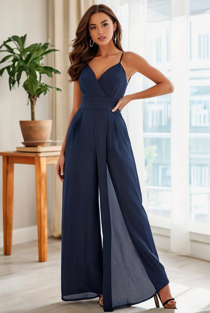 spaghetti strap 2 in 1 sheer evening dress 107445