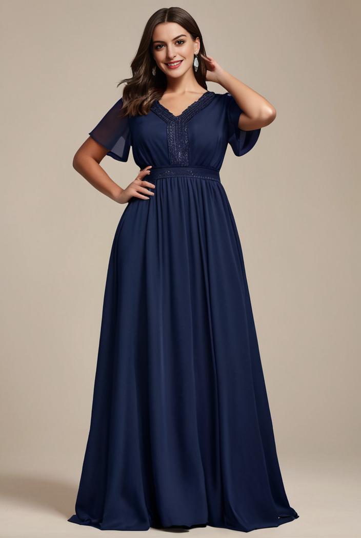 plus size simple chiffon pleated a line round neckline bridesmaid dress 145089