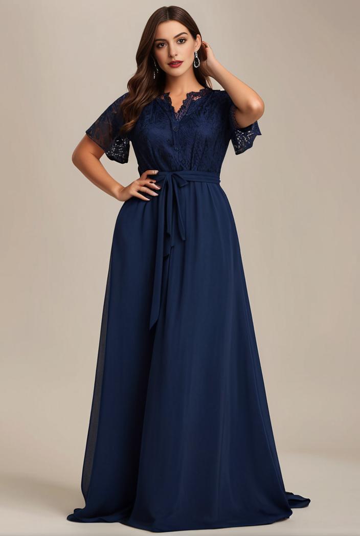 plus size simple chiffon pleated a line round neckline bridesmaid dress 145093