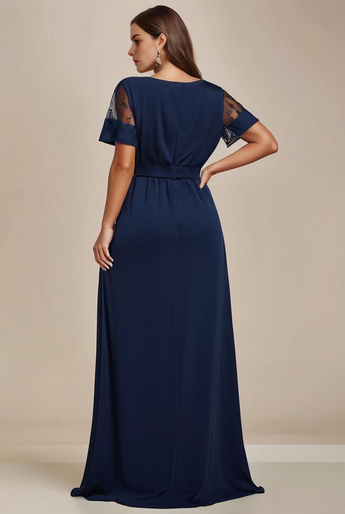 plus size simple chiffon pleated a line round neckline bridesmaid dress 145100