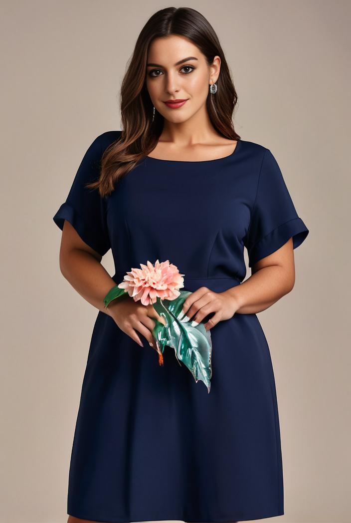 plus size simple chiffon pleated a line round neckline bridesmaid dress 145105