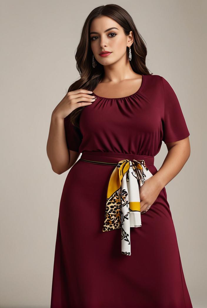 plus size simple chiffon pleated a line round neckline bridesmaid dress 145112
