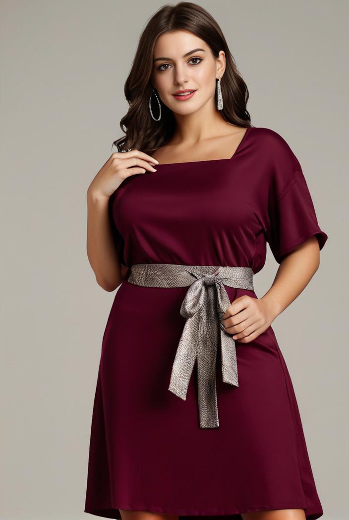 plus size simple chiffon pleated a line round neckline bridesmaid dress 145115