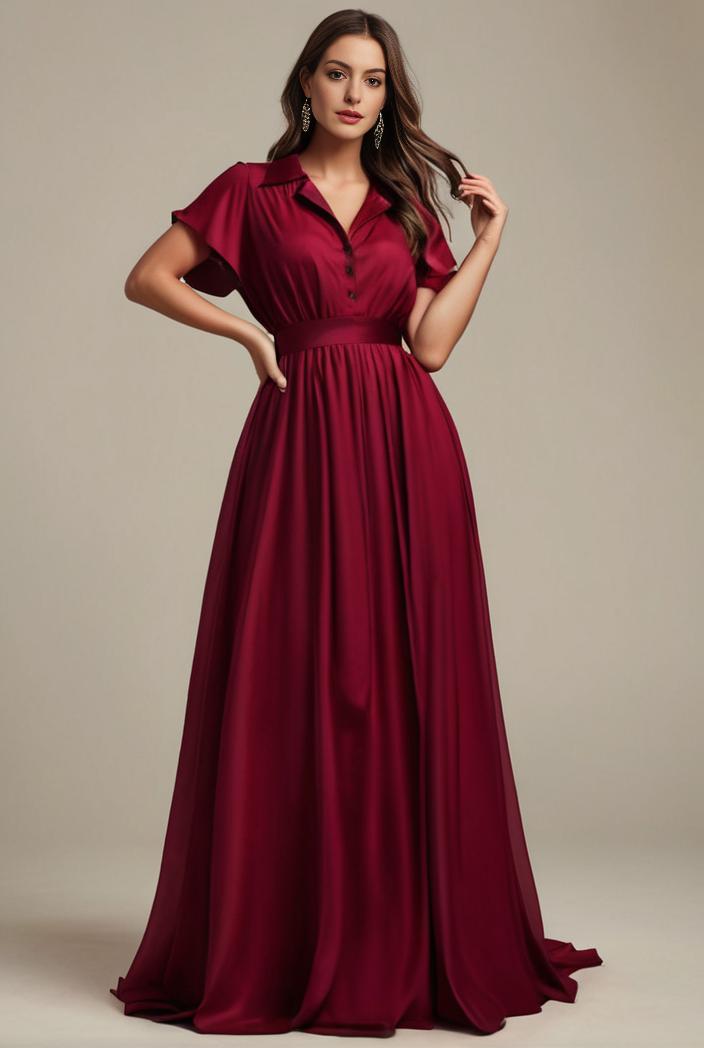 plus size simple chiffon pleated a line round neckline bridesmaid dress 145120