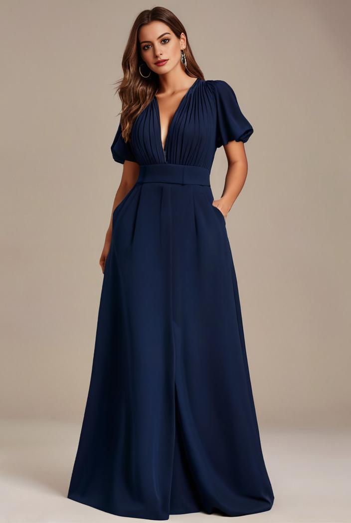 plus size simple chiffon pleated a line round neckline bridesmaid dress 145145