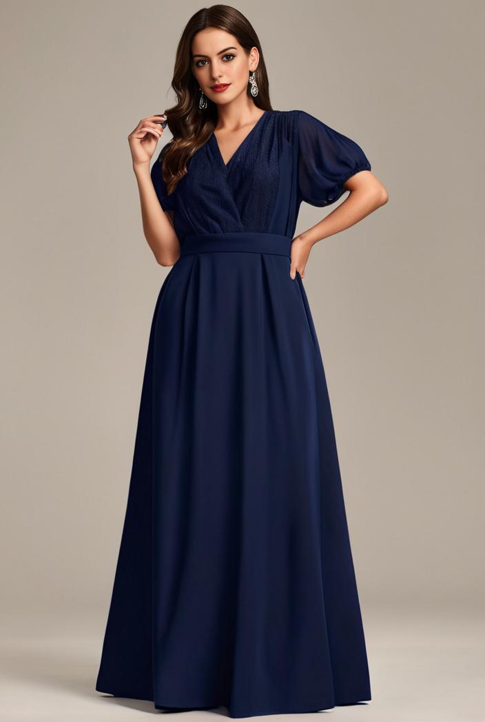 plus size simple chiffon pleated a line round neckline bridesmaid dress 145147