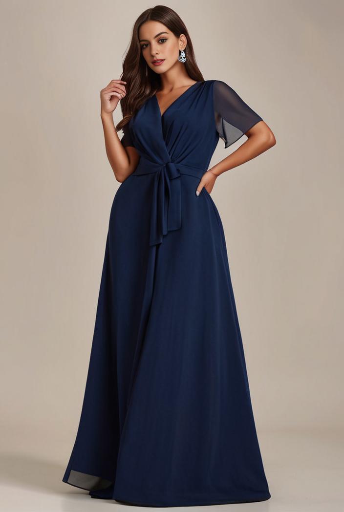 plus size simple chiffon pleated a line round neckline bridesmaid dress 145148