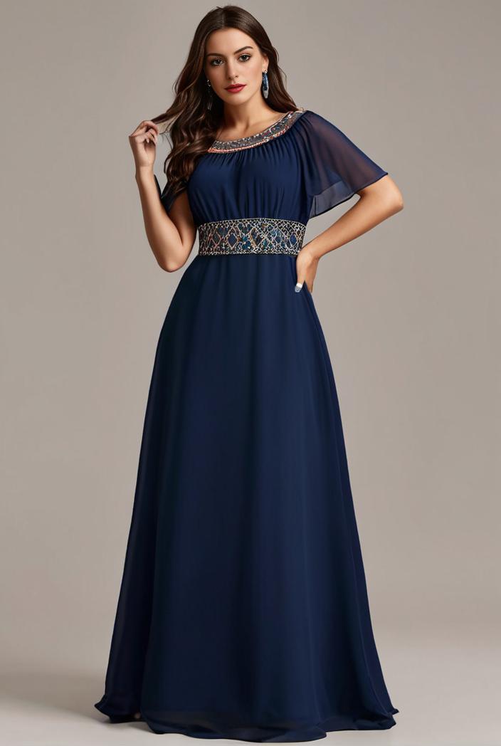 plus size simple chiffon pleated a line round neckline bridesmaid dress 145150