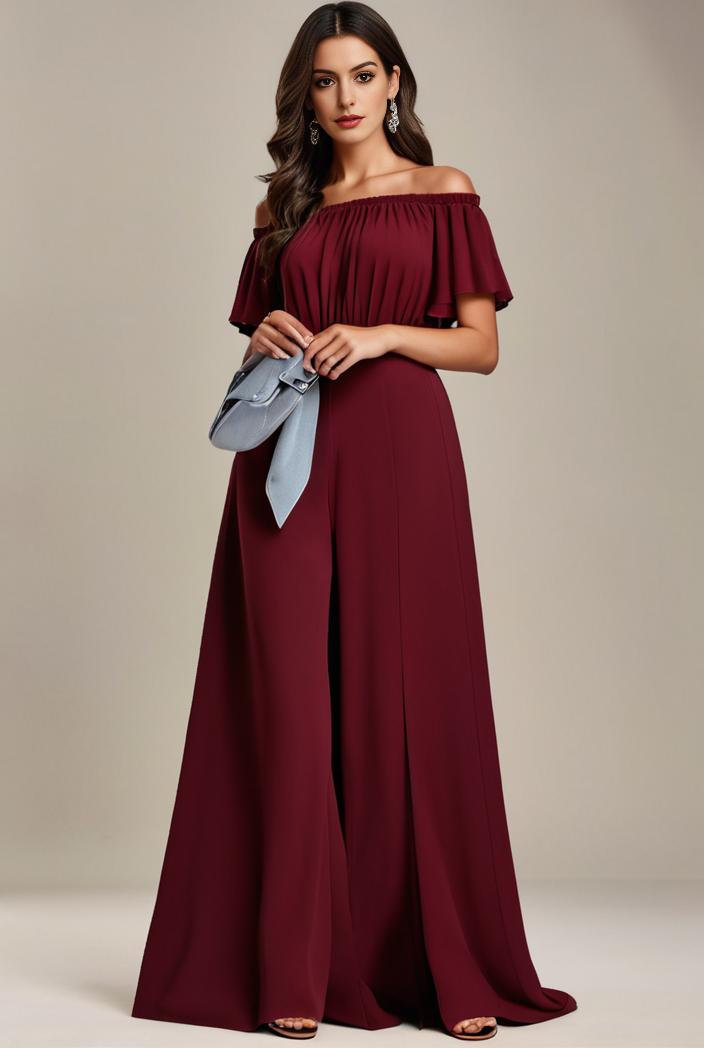 plus size simple chiffon pleated a line round neckline bridesmaid dress 145153