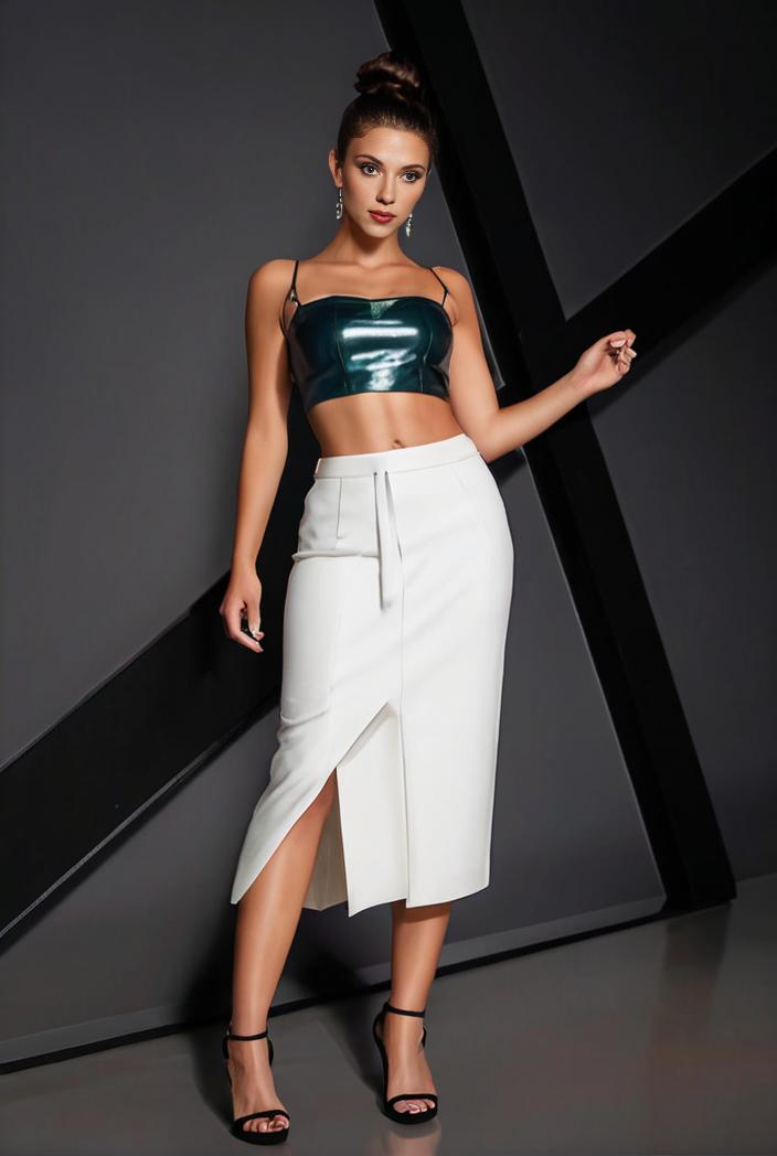 distressed flap pockets denim midi skirt with frayed hem 142706