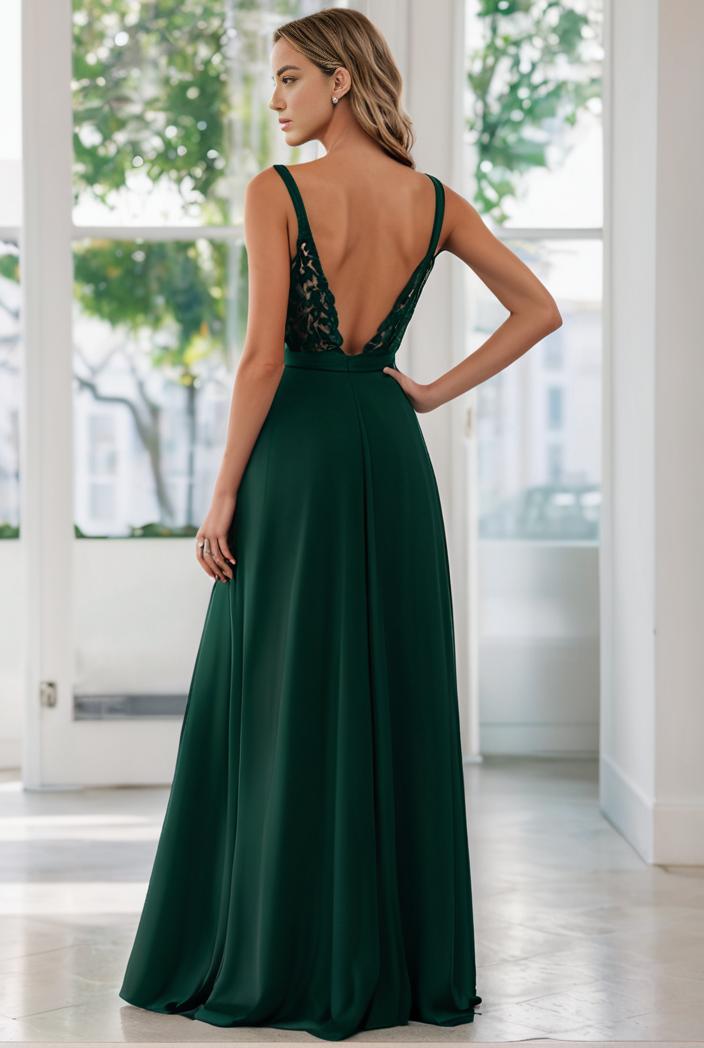 convertible chiffon lace open back spaghetti straps bridesmaid dress 111111