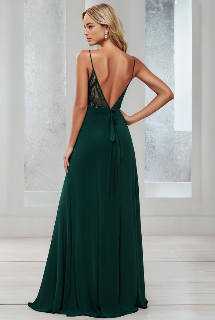 convertible chiffon lace open back spaghetti straps bridesmaid dress 111148