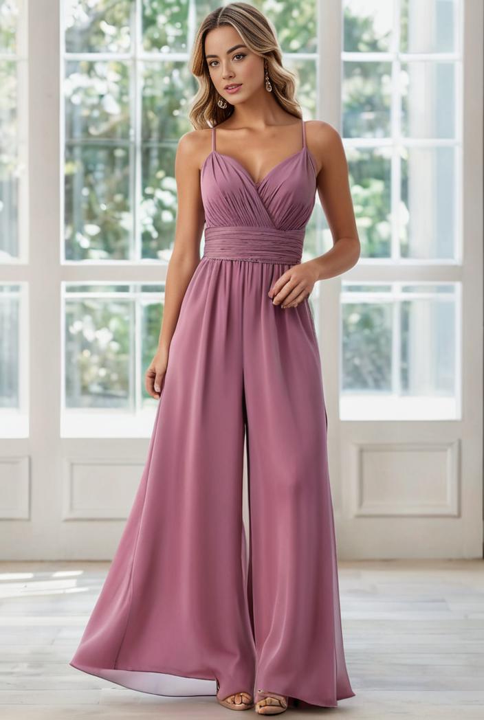 convertible chiffon lace open back spaghetti straps bridesmaid dress 111161