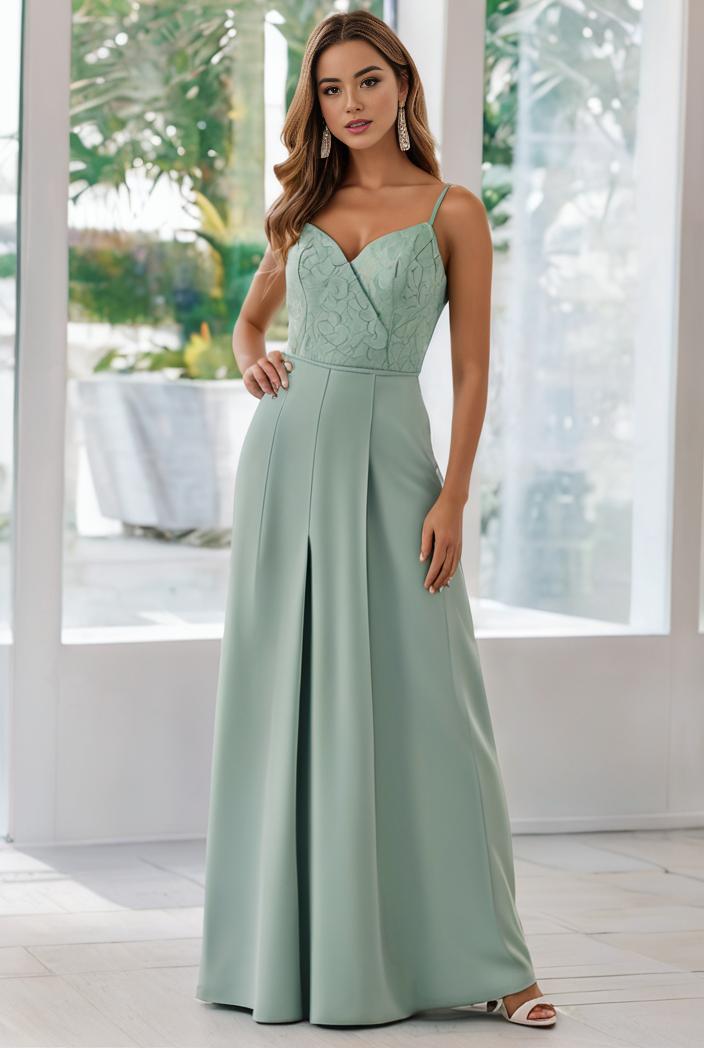 convertible chiffon lace open back spaghetti straps bridesmaid dress 111179