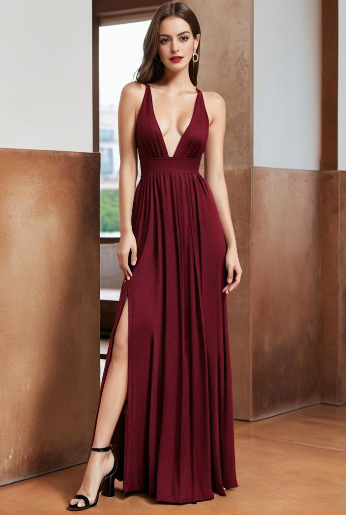 spaghetti strap 2 in 1 sheer evening dress 149918
