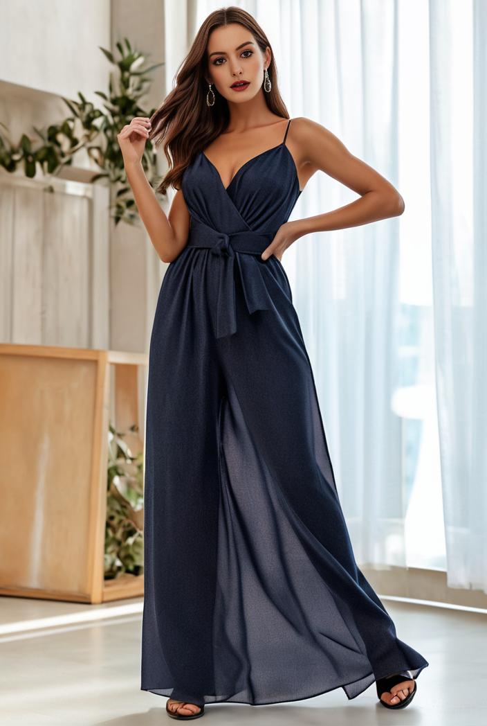 spaghetti strap 2 in 1 sheer evening dress 149987
