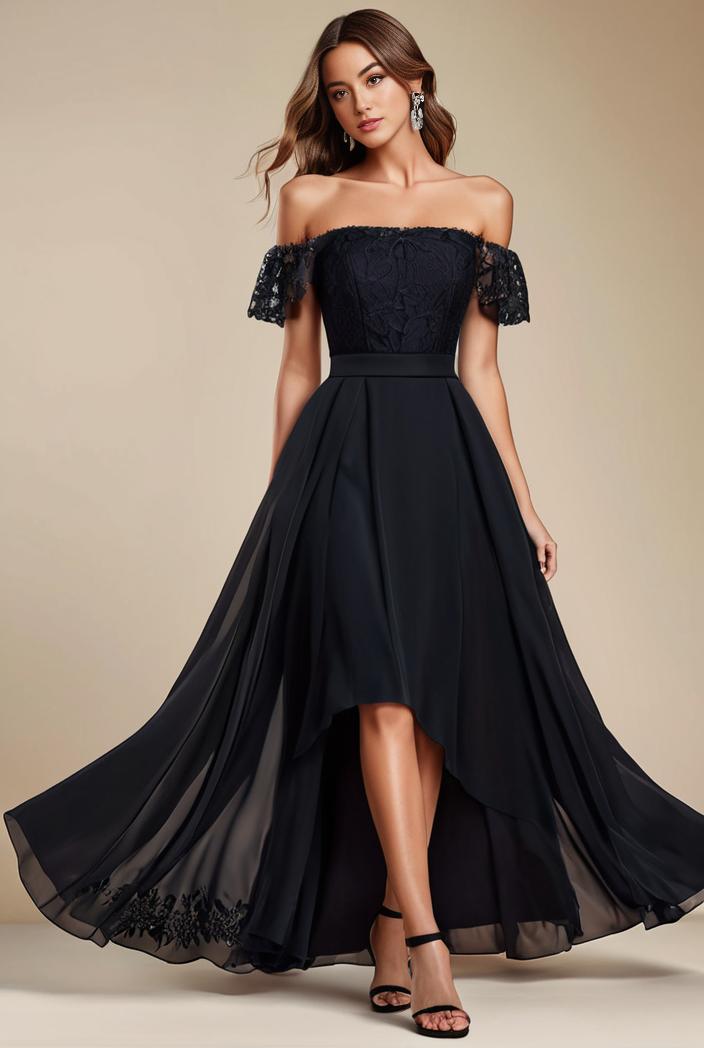 elegant chiffon high low off the shoulder bridesmaid dress 112590