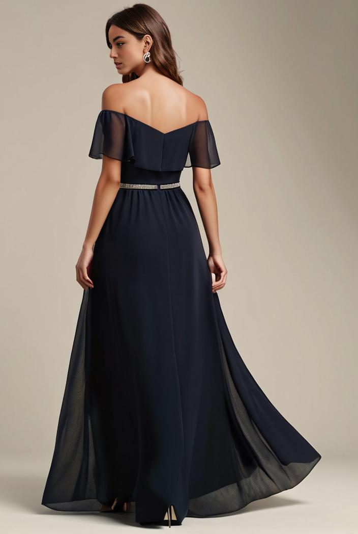 elegant chiffon high low off the shoulder bridesmaid dress 112602