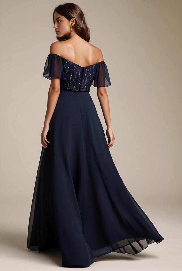 elegant chiffon high low off the shoulder bridesmaid dress 112606