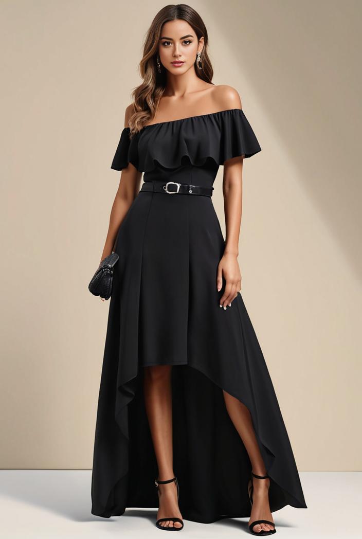 elegant chiffon high low off the shoulder bridesmaid dress 112610