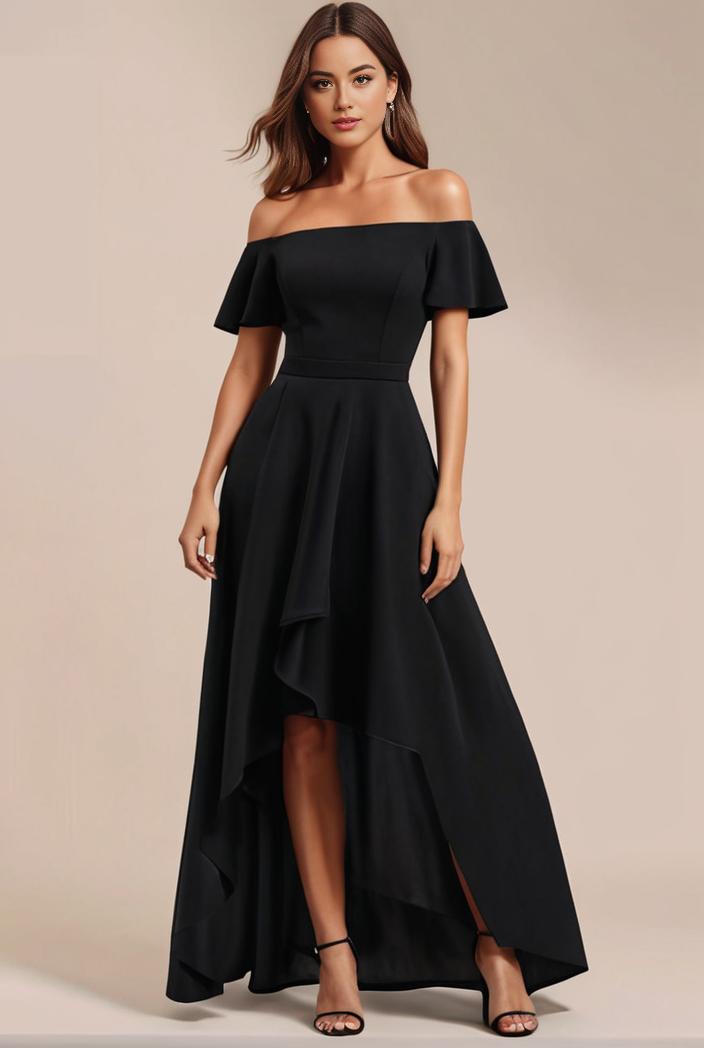 elegant chiffon high low off the shoulder bridesmaid dress 112613