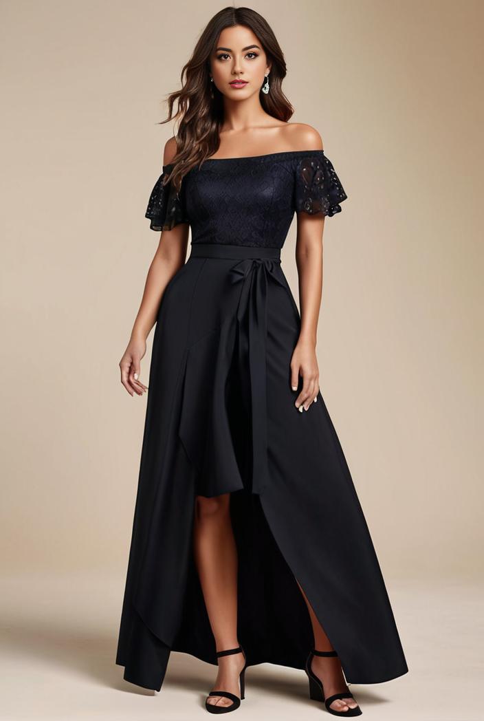 elegant chiffon high low off the shoulder bridesmaid dress 112614