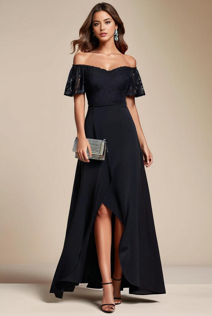 elegant chiffon high low off the shoulder bridesmaid dress 112622