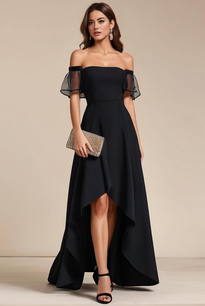 elegant chiffon high low off the shoulder bridesmaid dress 112623