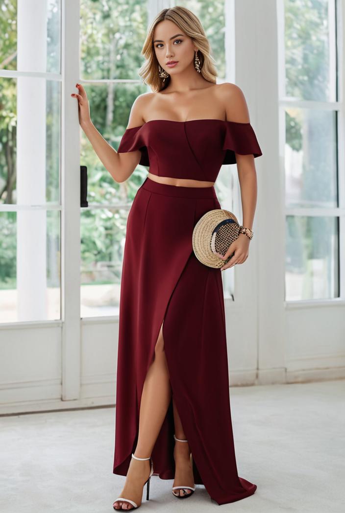 elegant chiffon high low off the shoulder bridesmaid dress 112644