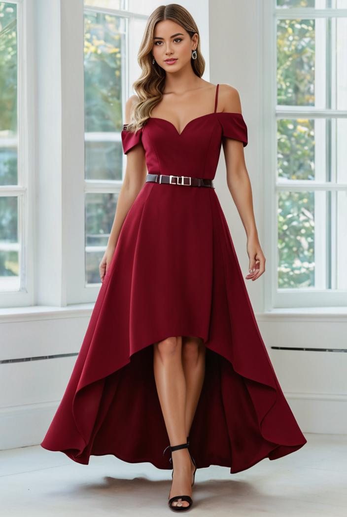 elegant chiffon high low off the shoulder bridesmaid dress 112650